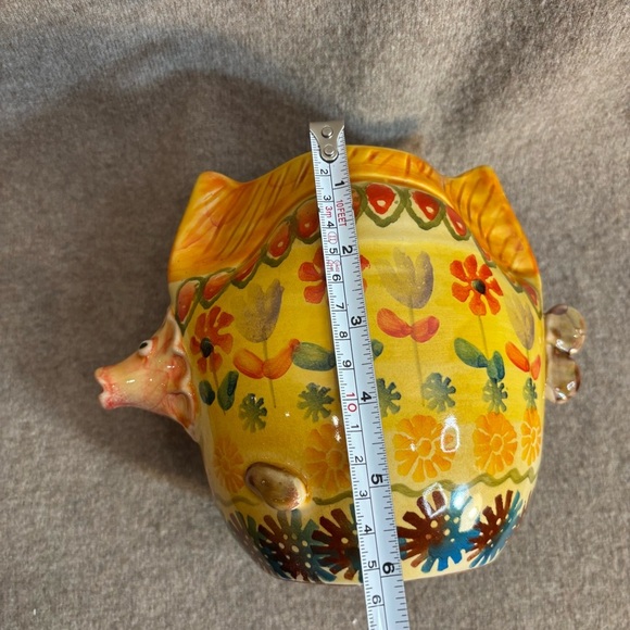 Hand Painted Colorful Floral Fish Shaped Ceramic Art Pitcher Vase Made in Italy - Picture 8 of 9